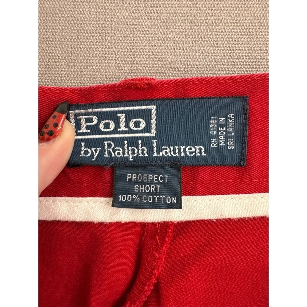 Polo Ralph Lauren Mens Prospect Shorts Red Cotton Twill Chino Flat Front 36 x 9